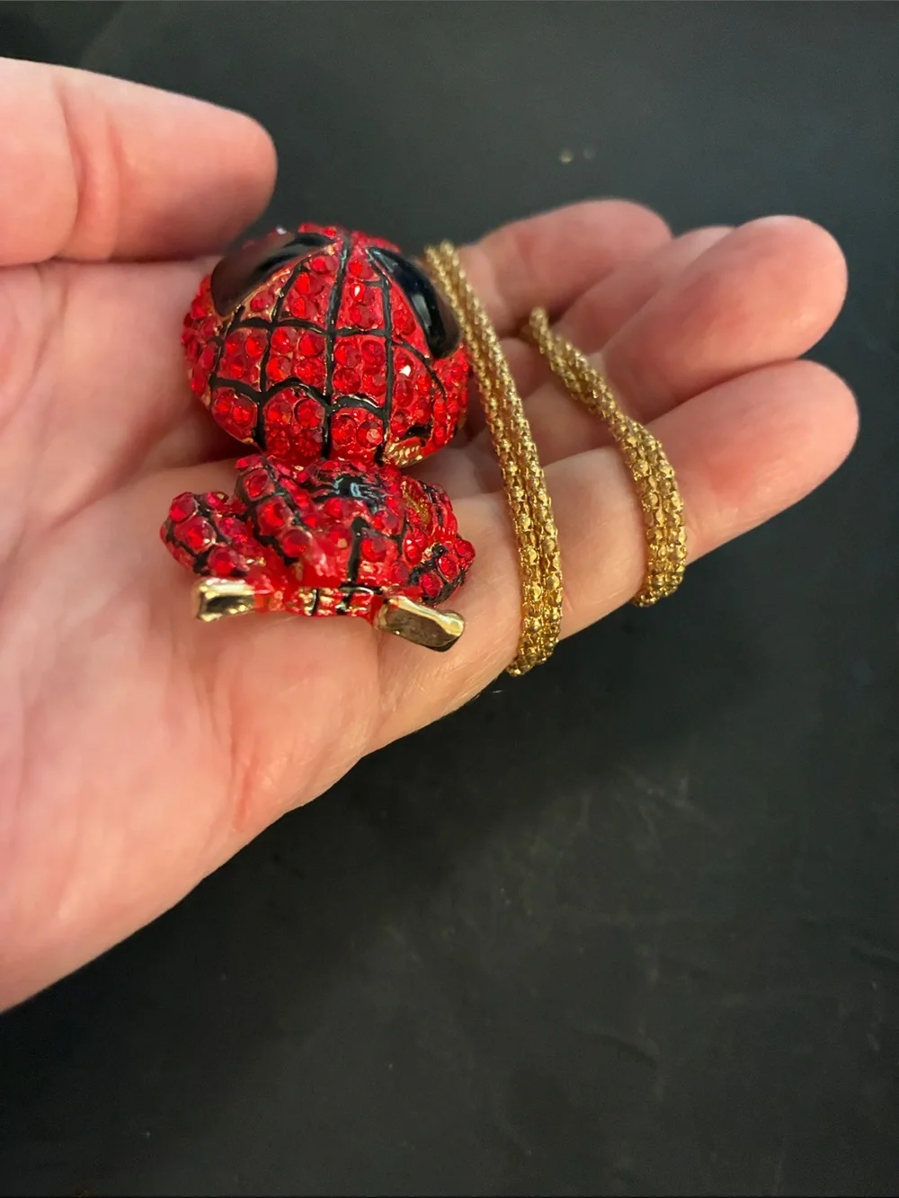 Spider-Man Red Crystal Pendant Necklace. NWOT